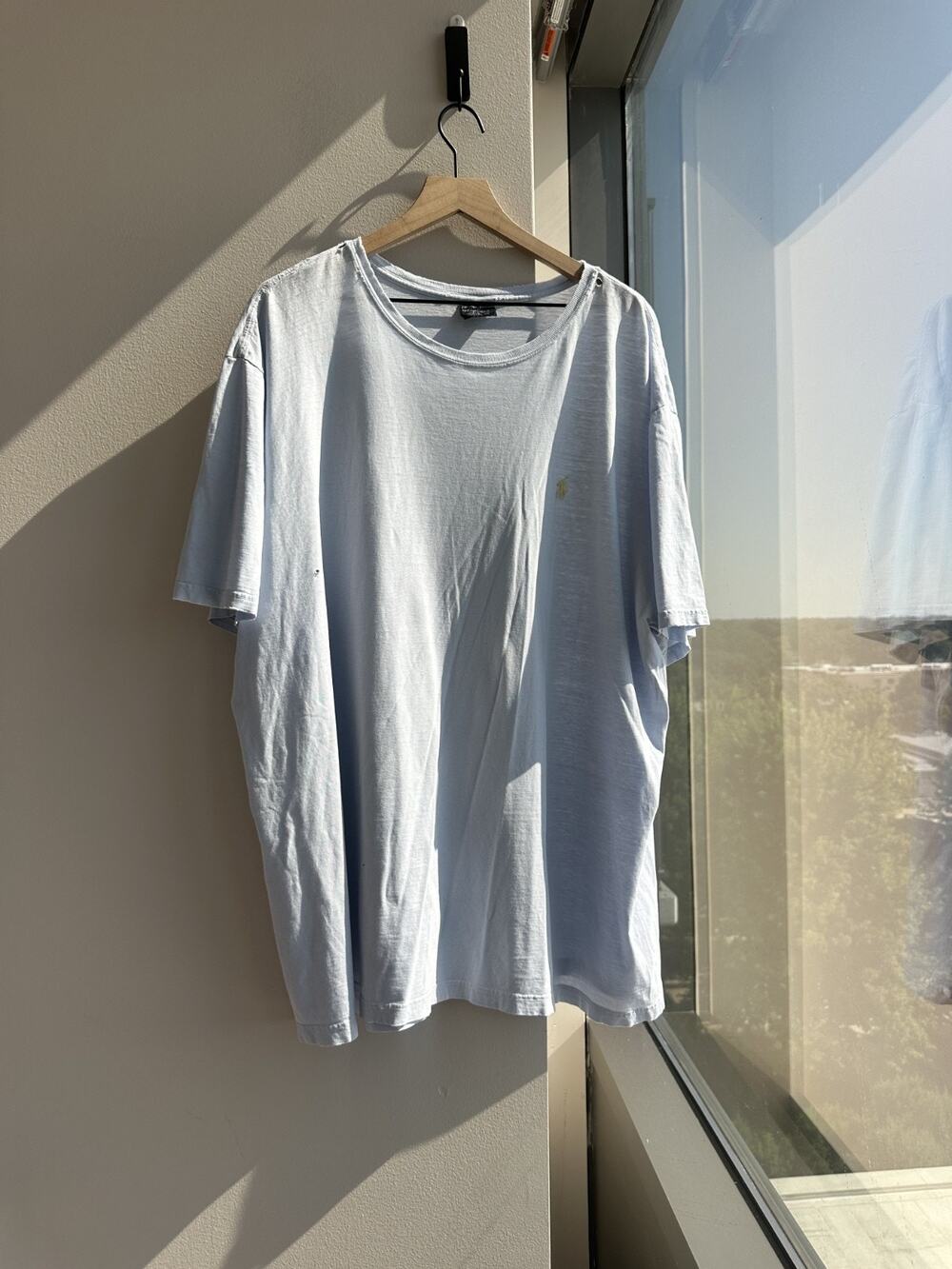 Polo by Ralph Lauren Men's Distressed 100% Cotton Short Sleeve Blue T-Shirt XXL